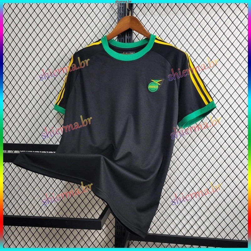 2024 Classic Retro Futebol Jamaica Camisa Preto Team VFST