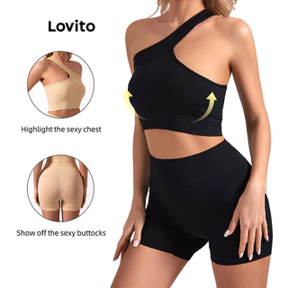 Lovito Esportivo Conjunto Feminino Liso Assimétrico LNL45089