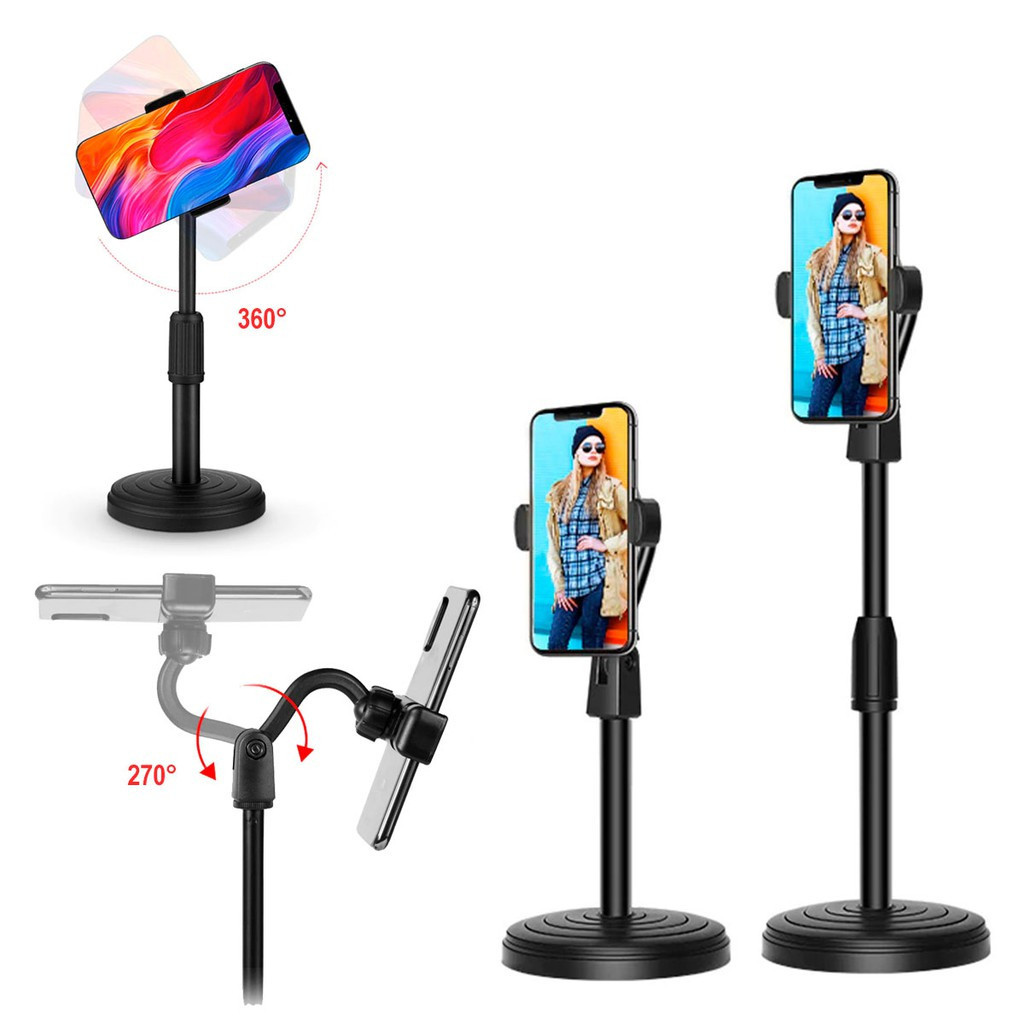 Suporte Para Celular De Mesa Tripé Com Braço Articulado 360º Altura Ajustável
