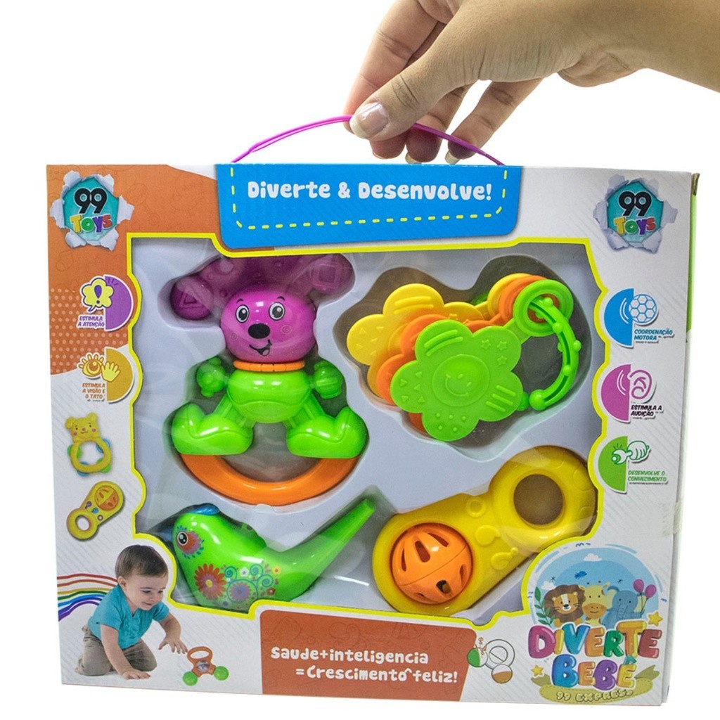 Brinquedo 4pçs Chocalhos Interativos Colorido Para Bebês Menina e ...