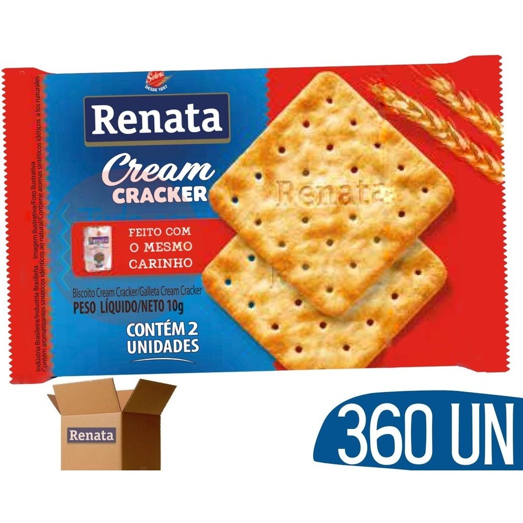 Bolacha Biscoito em Sache Cream Cracker Tipo Agua e Sal Renata - 360 ...