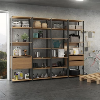 Kit 4 Estantes Industrial Bacco 280 x 220 Cm 4 Peças MDP Carvalho MENU