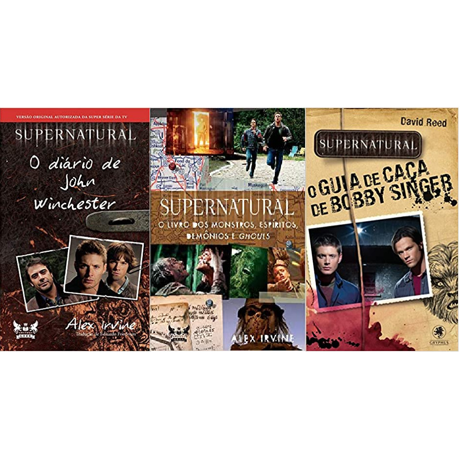 KIT 3 LIVROS SUPERNATURAL O diário de John Winchester + livro dos monstros, espíritos + Guia de Caça de Bobby Singer