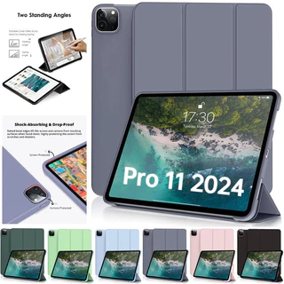 Para iPad Pro 11 Polegadas (M4) 2024 Capa De Couro TPU Soft Tri-Fold Stand À Prova De Choque