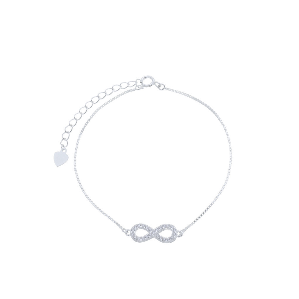 Bracciale con ciondolo simbolo dell'infino in zirconia cubica taglio