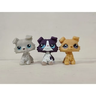 3pcs/lot LPS Figura De Ação Collie Dog Littlest Pet Shop # 682 Brinquedo Infantil