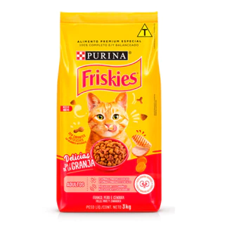 Ração Friskies Para Gatos Adultos Delícias da Granja 3kg em Oferta na Shopee