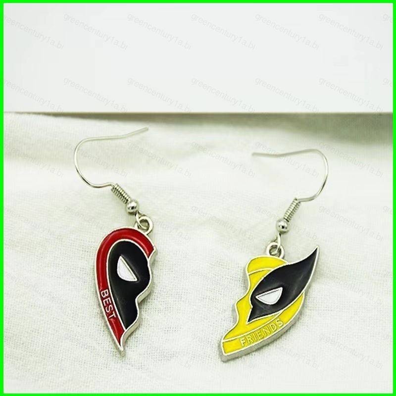 Deadpool Wolverine Cartoon Anime Necklace Brincos Pulseira Conjunto De Pulseiras De Casal Tecido À Mão Vermelha E Amarela Versátil