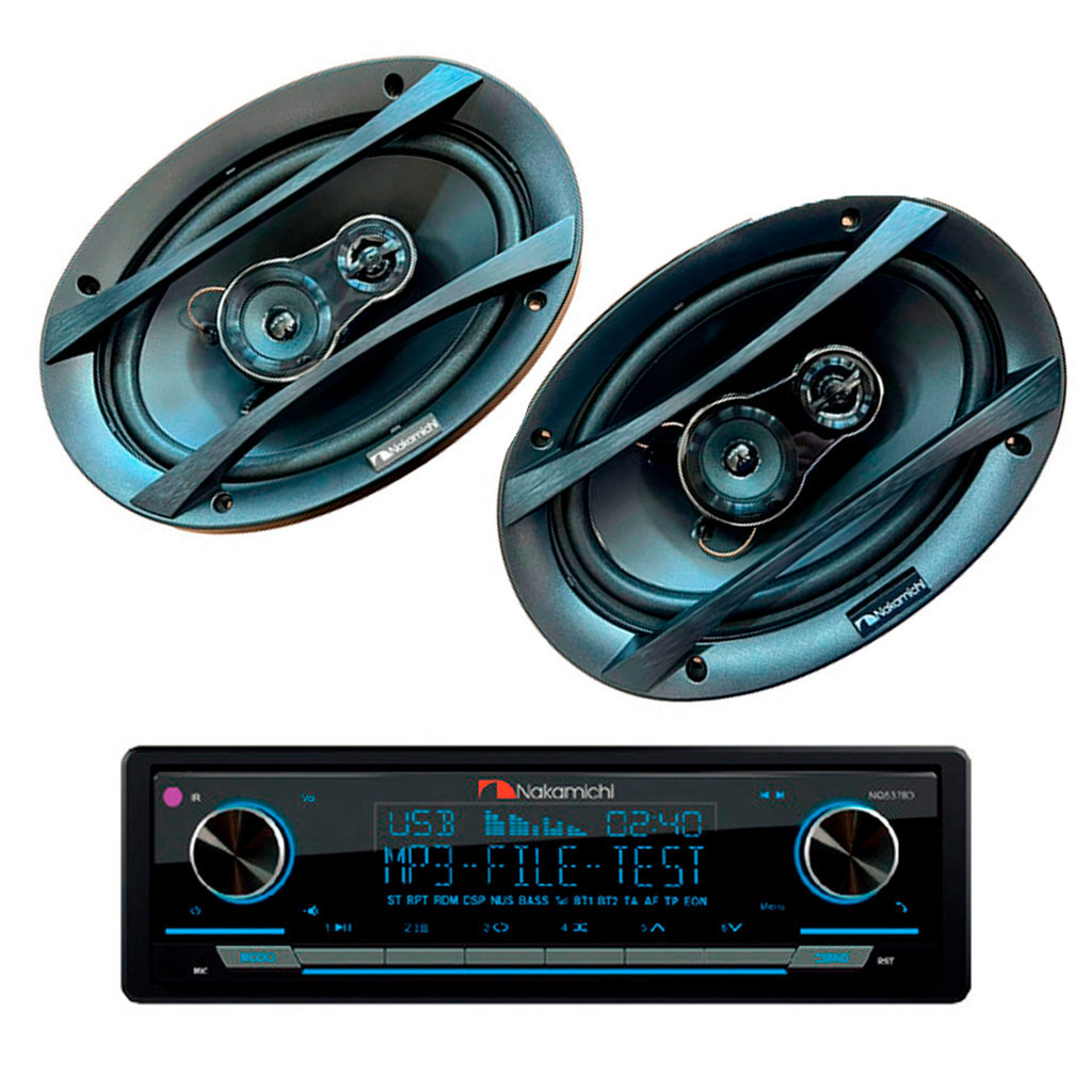 Kit Som Automotivo MP3/BT/USB NQ537BD + Alto Falantes Coaxial