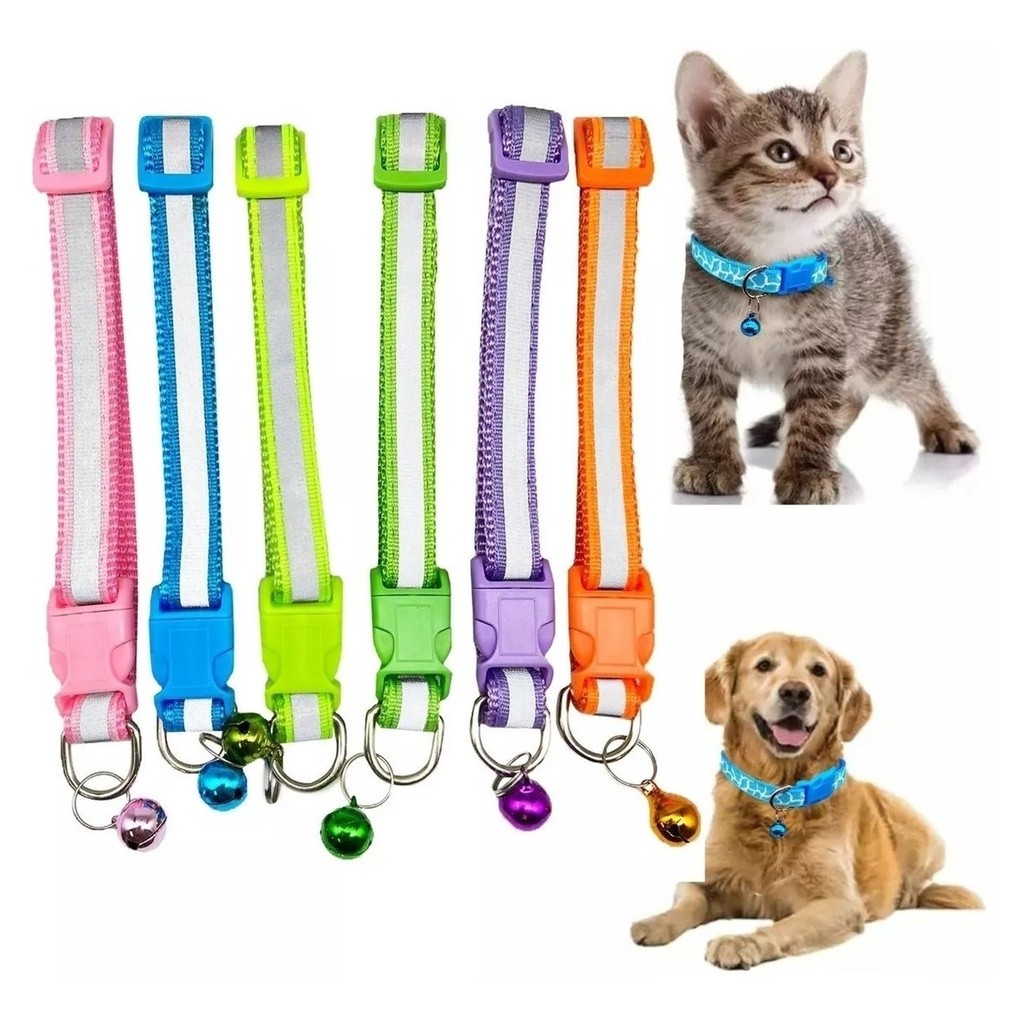 Coleira para Pet com Faixa Refletiva e Guizo Colar com Alta ...