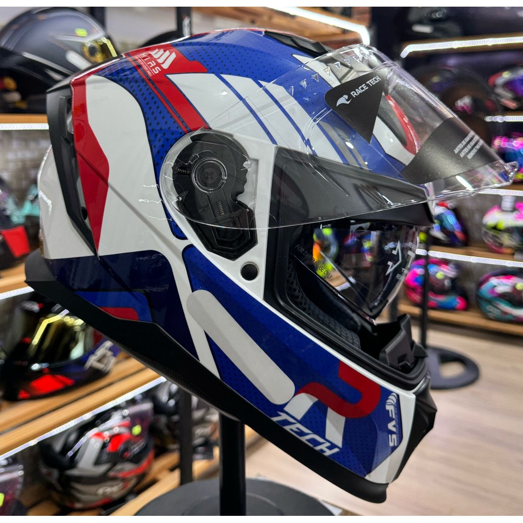 Capacete Race Tech VOLT Track White Blue | Shopee Brasil
