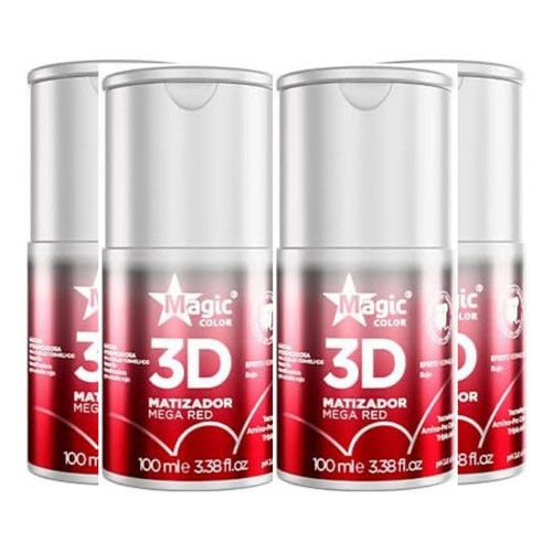 Kit Com 4 Matizador Magic Color Mega Red 3d - 100ml | Shopee Brasil