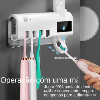 Aplicador Pasta de Dente Suporte Dispenser Escova Automático Com Esterilizador Uv Radimi