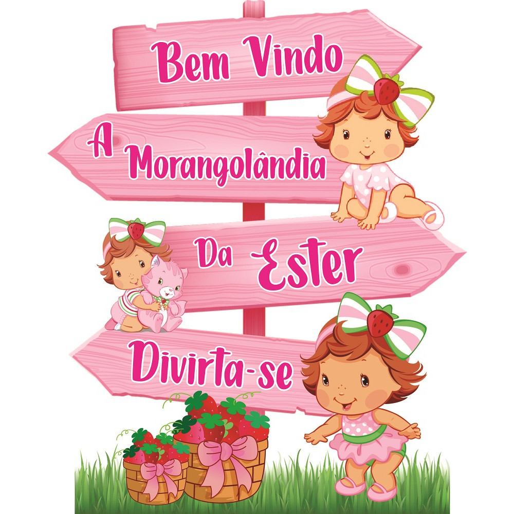 peças Placa setas Moranguinho baby + display de mesa de 25cm