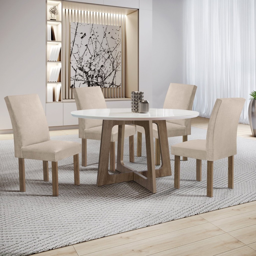 Conjunto Mesa Arizona 120cm com 4 Cadeiras Arizona Tampo Redondo Plus ...