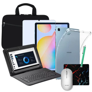 Capa com Teclado + Mouse Luva p/Tablet Samsung Tab S6 Lite P610 P615 P613