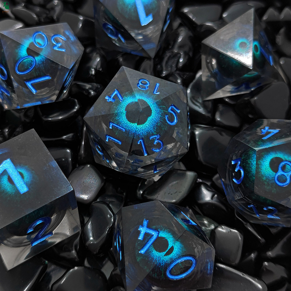 Conjunto De Dados Dargons Eye Dices Com Núcleos Líquidos Móveis Para Jogos De Tabuleiro Divertido Os Amantes Do Role-Playing