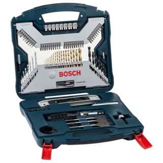 Kit de Ferramentas Bosch X-line 100 Peças Bits Brocas Serras Copo Soquetes Nível X100tin