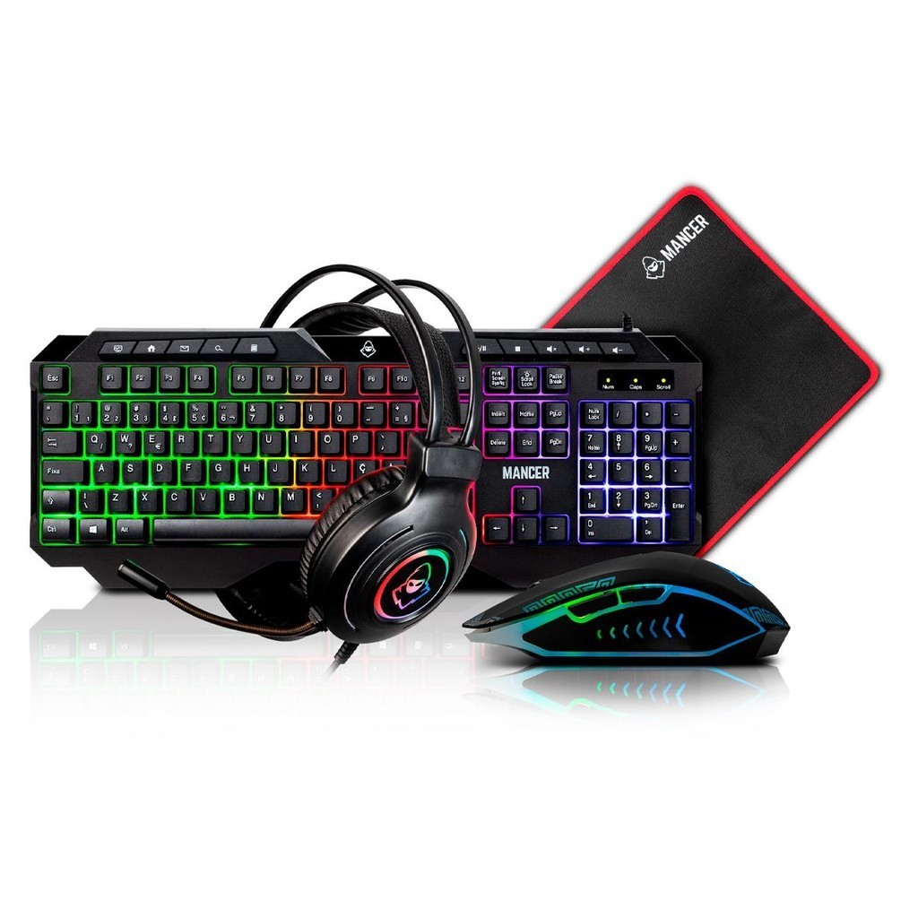 Combo Gamer Mancer ORC 4x1 Teclado ABNT2 Mouse + Mousepad +