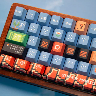 Super Mario Bros Keycap MOA/Cherry Profile PBT Teclado Mecânico De Cinco Lados Sublimação Keycaps Cute Pixel Design Cartoon 120 Teclas Conjunto De Eixo Transversal