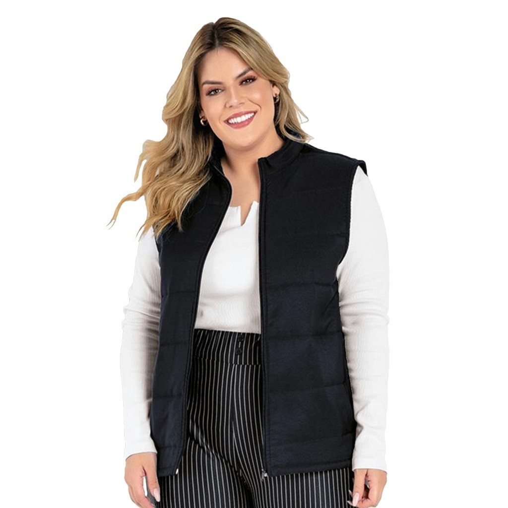 Colete Feminino Plus Size Modelo Puffa em Microtel | Shopee Brasil