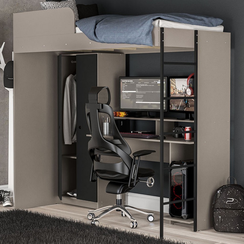 Cama Multifuncional Konza com Mesa Gamer