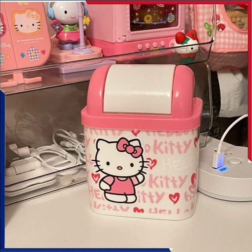 Ao Ar Livre Hello Kitty Bonito Mini Lata De Lixo Com Tampa Sanrio Dos