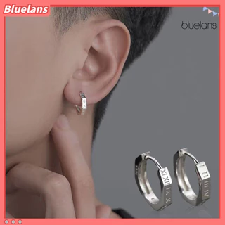BLU-1 Pinos De Orelha De Par Números Romanos Personalidade Geométrica Impressa Piercing Decorativa Níquel Livre Moda Punk Hoop Brincos Homens Acessório