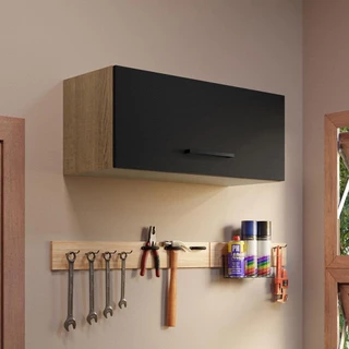 Armário Aéreo Multiuso 80cm 1 Porta Basculante Rustic/Preto Agata Madesa em Oferta na Shopee