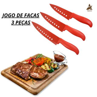Jogo De Facas Chef Churrasco 3 Peças Cozinha Restaurante Sortido