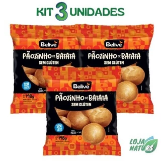 KIT 3 Pãozinho de Batata Sem Glúten Sem Lactose 198g - Belive