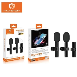 Lapela Microfone Sem Fio Bluetooth Kit 2 Vlog Compatível IPhone Lightning MK-09 Hmaston Original