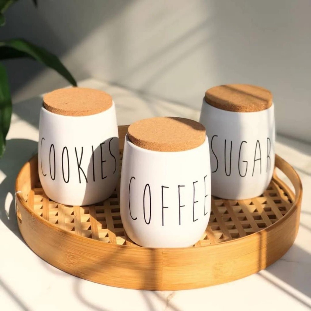 CONJUNTOS YOI Lata Hermética para Biscoito de Metal com Tampa de Cortiça Oak Preto 850ML