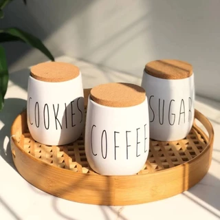 CONJUNTOS YOI Lata Hermética para Biscoito de Metal com Tampa de Cortiça Oak Preto 850ML