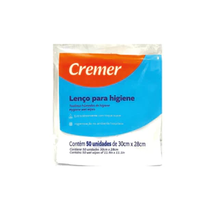 Lenço Para Higiene Cremer 30x28cm c/ 50 Unidades