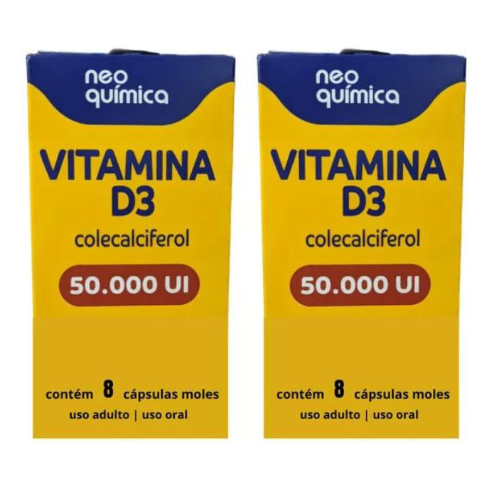 Kit Com 2 Vitaminas D3 50.000ui Com 8 Cps Cada