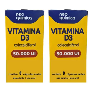 Kit Com 2 Vitaminas D3 50.000ui Com 8 Cps Cada