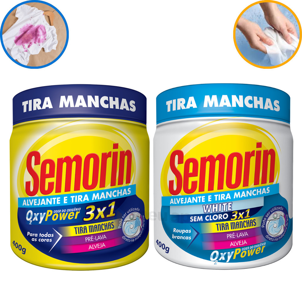 400g Alvejante Tira Manchas Em Pó Roupas Brancas Coloridas Sem Cloro ...