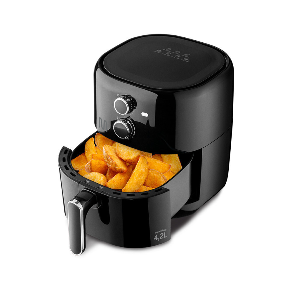 Fritadeira Elétrica sem óleo Air Fryer 4,2 Litros 1500W 220V Preta Multi - GO208