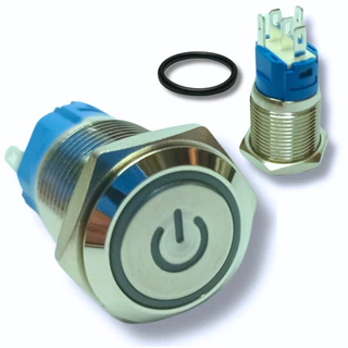 Botão Universal Liga Desliga 12/24v Led Inox 19mm Com Trava