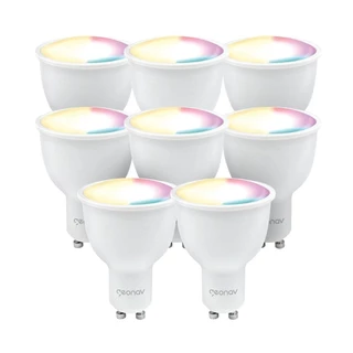 Kit 8 Lâmpadas Inteligentes 30W Dicróica WiFi Rgb+W Geonav