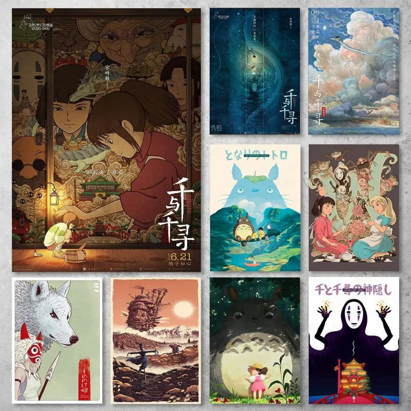 Studio Ghibli Anime Hayao Miyazaki's Totoro & Spirited Away Wall Decor ...