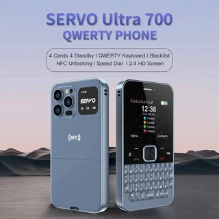 Cartão SERVO Ultra700 4SIM Qwerty Mobile Phone NFC Controle De Acesso Discagem De Velocidade Blacklist TYPE C GSM Celular Teclado Completo