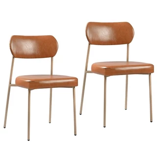 Kit 2 Cadeiras Sala de Jantar Couro Sintético Design Aço Carbono Lavinia