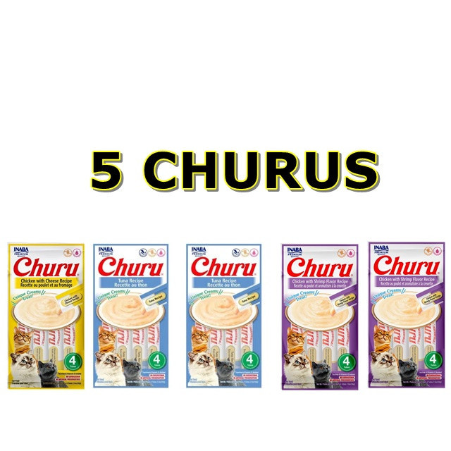 CHURU COMBO 5 PACOTES - CHURU PETISCO PARA GATOS 4 TUBOS DE 14GR POR ...