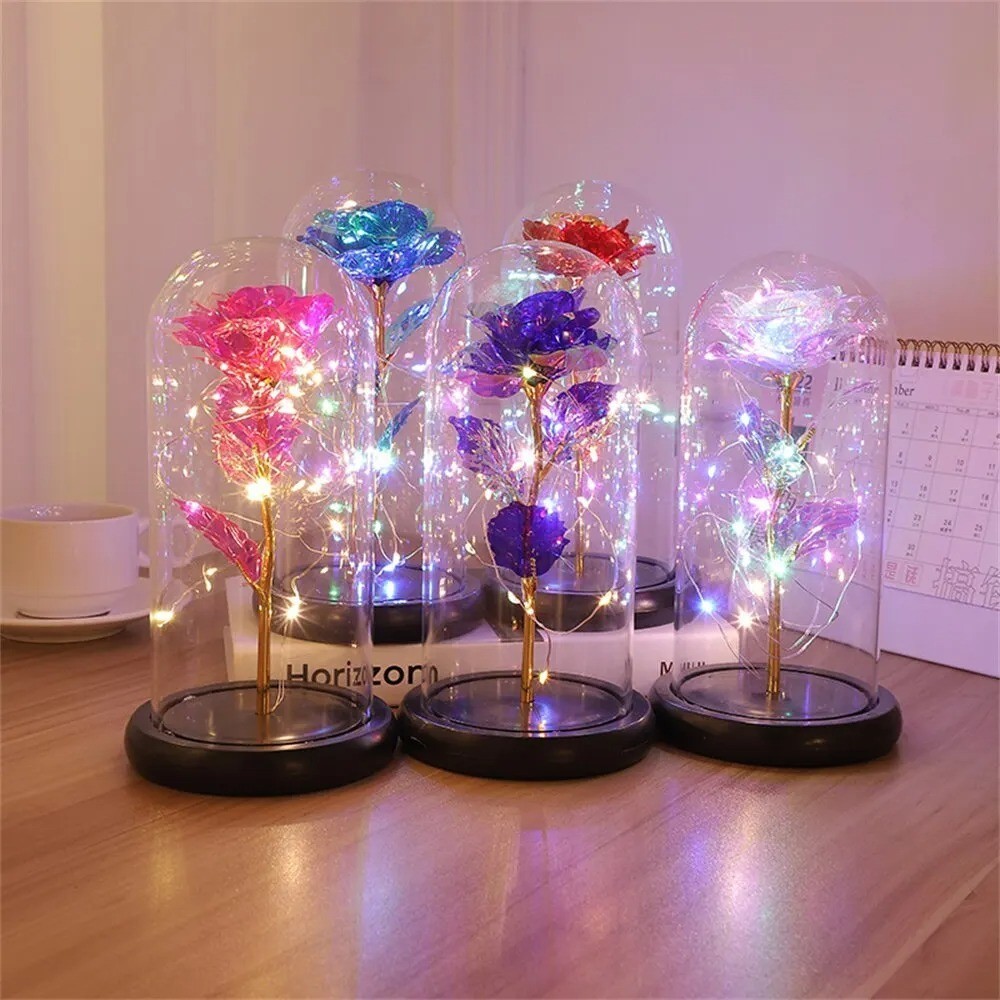 Imagem do produto Presente de Natal e Dia dos Namorados Rosa Eterna Flor LED em Vidro para Dama de Honra e Mães 1