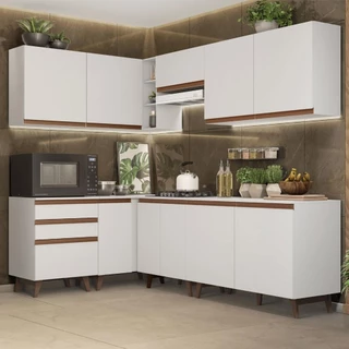 Cozinha Completa de Canto Madesa Reims 392002 com Armário e Balcão - Branco em Oferta na Shopee