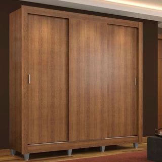 Guarda Roupa Casal Madesa Mônaco 3 Portas de Correr com Pés - Rustic em Oferta na Shopee