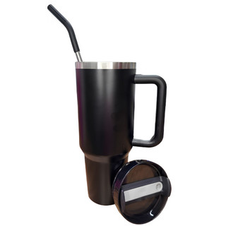 Copo Garrafa Térmica Grande Em Aço Inox Com Alça E Canudo Metal 1200ML — foto 2 — Achou Levou Brasil