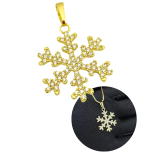 Pingente de Ouro Ice Cravejado Floco de Neve Banhado em Oferta na Shopee